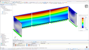 Modèle détaillé d’un garde-corps en verre feuilleté dans RFEM illustrant le calcul de structure pour les normes de conception